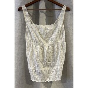Y2K Lace Sheer Cami Tank Top Lingerie Core Coquette Fairy Size 3X White